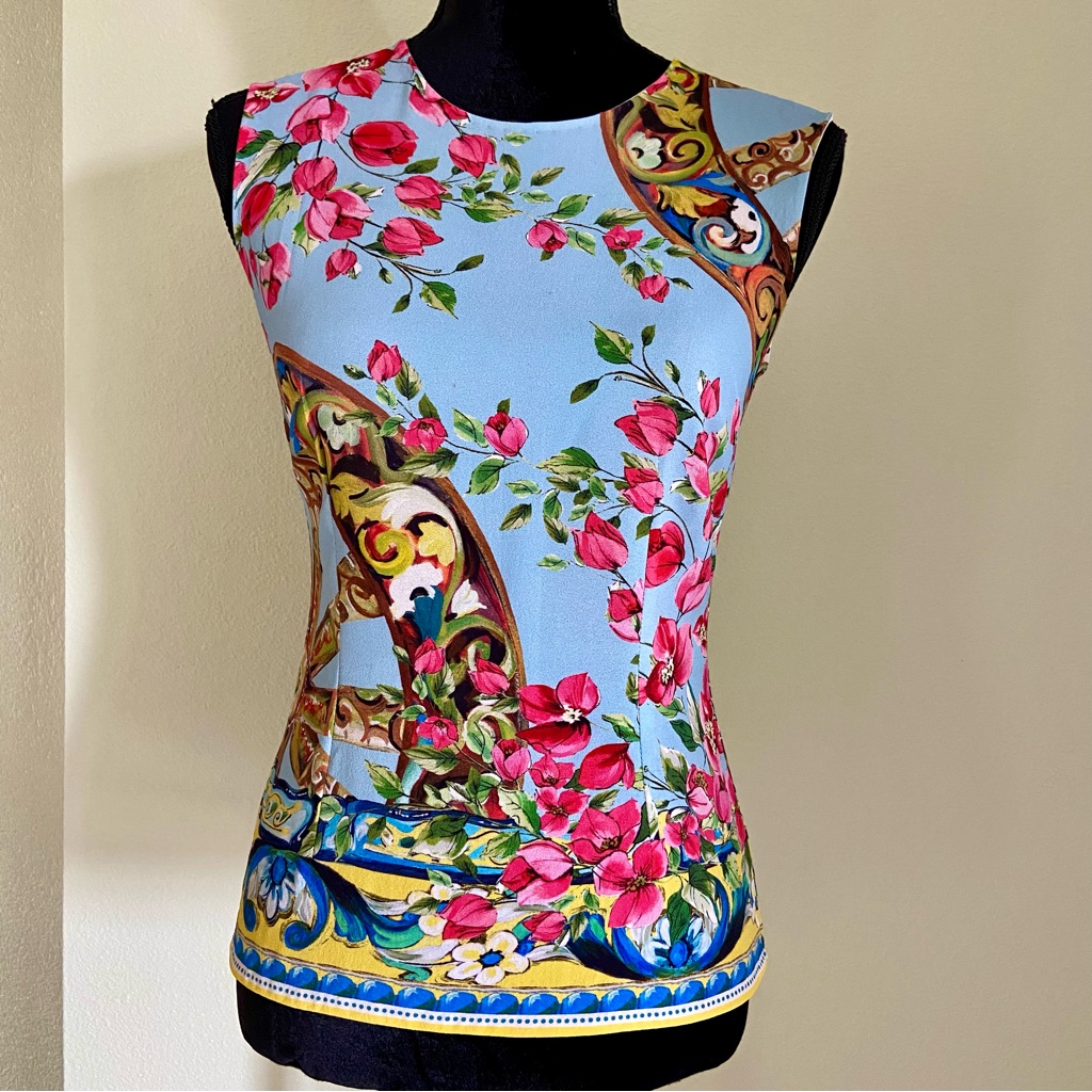 Dolce & Gabbana Wheel Floral Printed Top Size 38